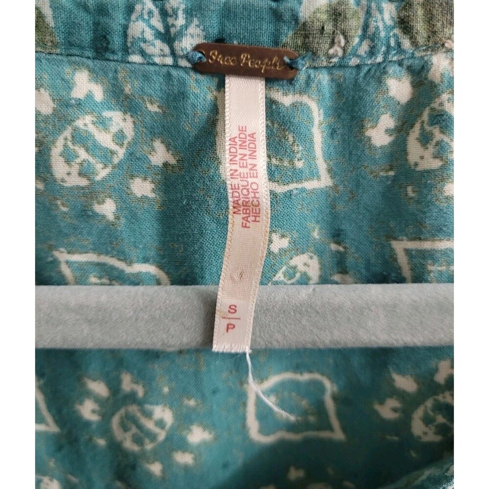 Free People Hazy Maisy Slouchy Maxi Dress Small Teal Floral Balloon Sleeve Boho - Picture 2 of 11
